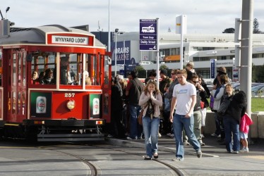 The trams were crowded last Sunday